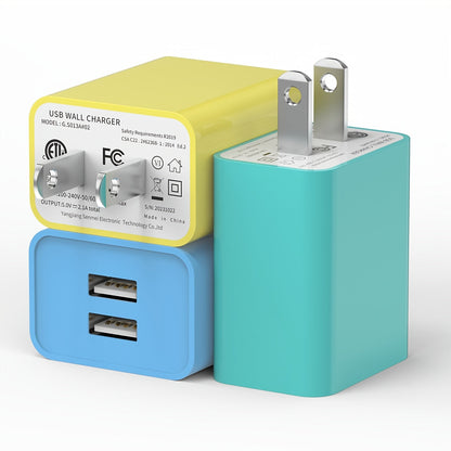 USB Wall Charger Cube Multi-Pack 2/3/4-Pack Dual Port 5V 2.1A with Short Circuit Protection, 100-240V Universal AC Adapter US Plug for iPhone 17 16 15 14 13 12 SE 11 Pro Max, Google Pixel, Huawei Android