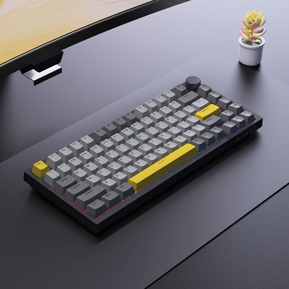 Hot Swap Gasket Mechanical Keyboard AJAZZ AK820 75% – Wireless 2.4GHz & Wired, Volume Knob, South-Facing RGB, Poron Foam, PBT Keycaps, Programmable, 11 Switch & Color Options for PC & Mac