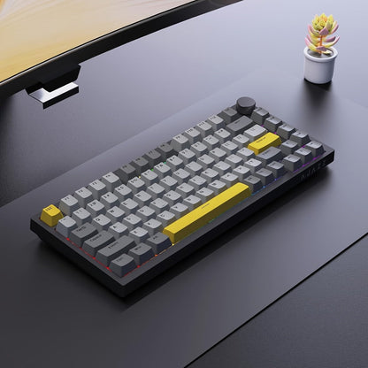 Hot Swap Gasket Mechanical Keyboard AJAZZ AK820 75% – Wireless 2.4GHz & Wired, Volume Knob, South-Facing RGB, Poron Foam, PBT Keycaps, Programmable, 11 Switch & Color Options for PC & Mac