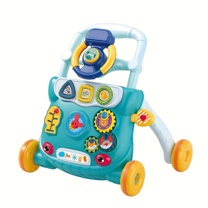 Musical Baby Walker Toy with Anti-Rollover Safety – Multi-Function Sit-to-Stand Activity Center for Early Walking Development, Interactive Learning Push Walker for Infants & Toddlers, Baby Gift