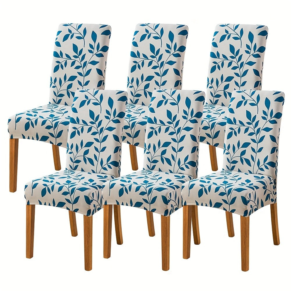 Printed Stretch Dining Chair Covers in Ten Patterns with Four- or Six-Piece Set Checkouts for Parsons Chairs