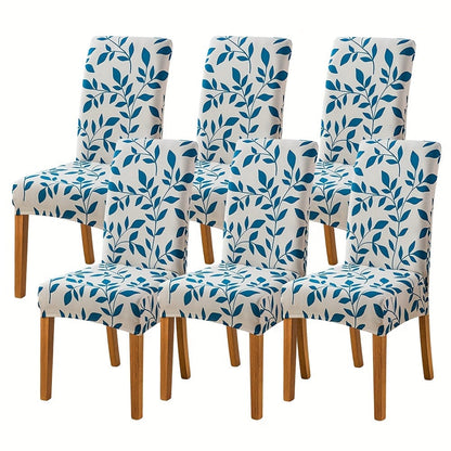 Printed Stretch Dining Chair Covers in Ten Patterns with Four- or Six-Piece Set Checkouts for Parsons Chairs