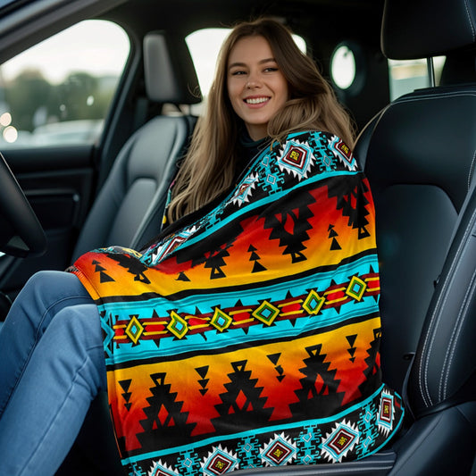 Tribal Pattern HD Print Flannel Blanket 280GSM Throw