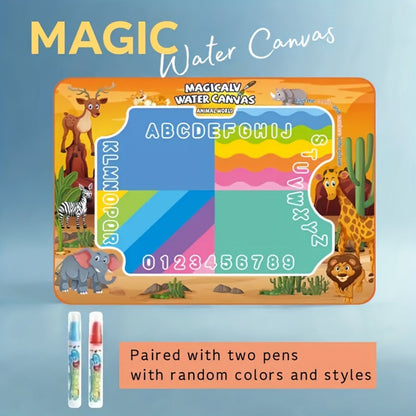 Water Canvas Drawing Mat for Kids Reusable Mess-Free – Magical Paint with Water Art Toy 80x60cm Ocean Animal Designs Screen-Free Creative Gift for Boys Girls Toddlers Ages 3+ Gift Box Option