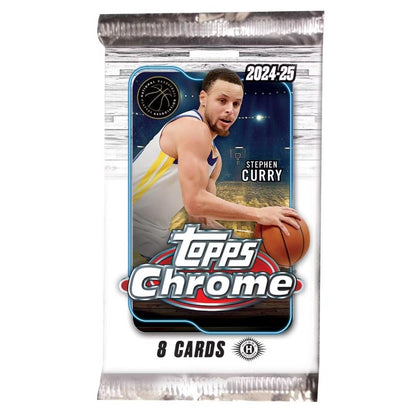 Topps Chrome Basketball Trading Cards Mega Box and One 8-Card Hobby Pack Bundle for 2024–25
