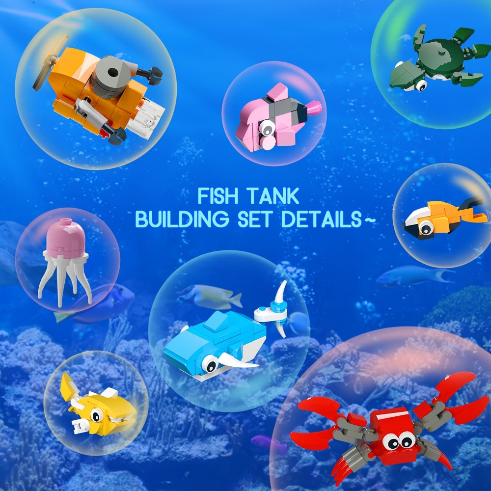 501-Piece Ocean Aquarium Building Block Set LC8059 with LED Light and Marine Life Display Scene