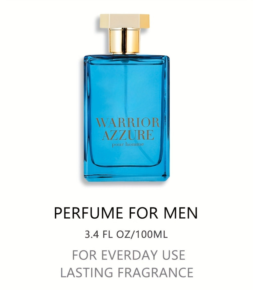Warrior Blue Men's Eau de Toilette 3.4 oz — Bold Aromatic Cologne Spray | Long-Lasting Masculine EDT | Single Bottle or 3-Piece Gift Set for Him