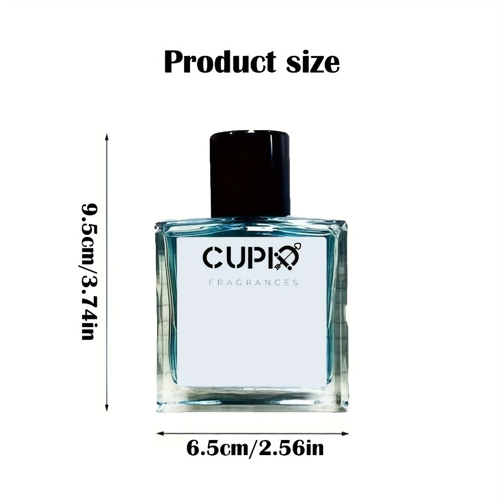 Men's Cologne CUPID 2.0 50ml Spray in Clear Square Glass Bottle with Black Cap and Single 1.69oz Selection