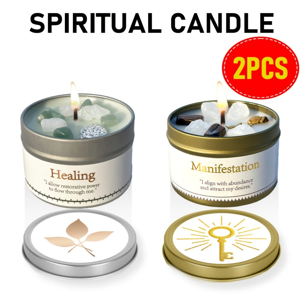 3oz Decorative Tin Candle or Two-Piece Crystal and Guidance Card Set with Multiple Label Pairings