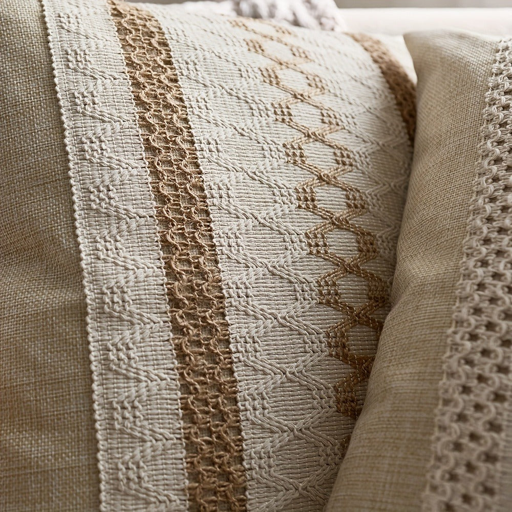 Brown and Beige Geometric Throw Pillow Covers, Two-Piece 18 x 18-Inch Set with Zipper Closures