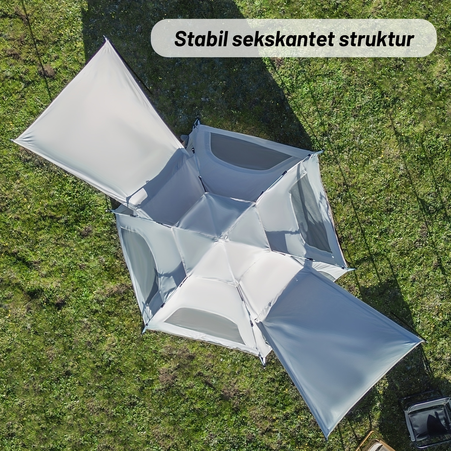 Camping Tent 4-6 Person Hexagonal Quick-Open Oxford Shelter with Vestibule and Included Stakes