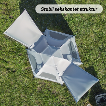 Camping Tent 4-6 Person Hexagonal Quick-Open Oxford Shelter with Vestibule and Included Stakes