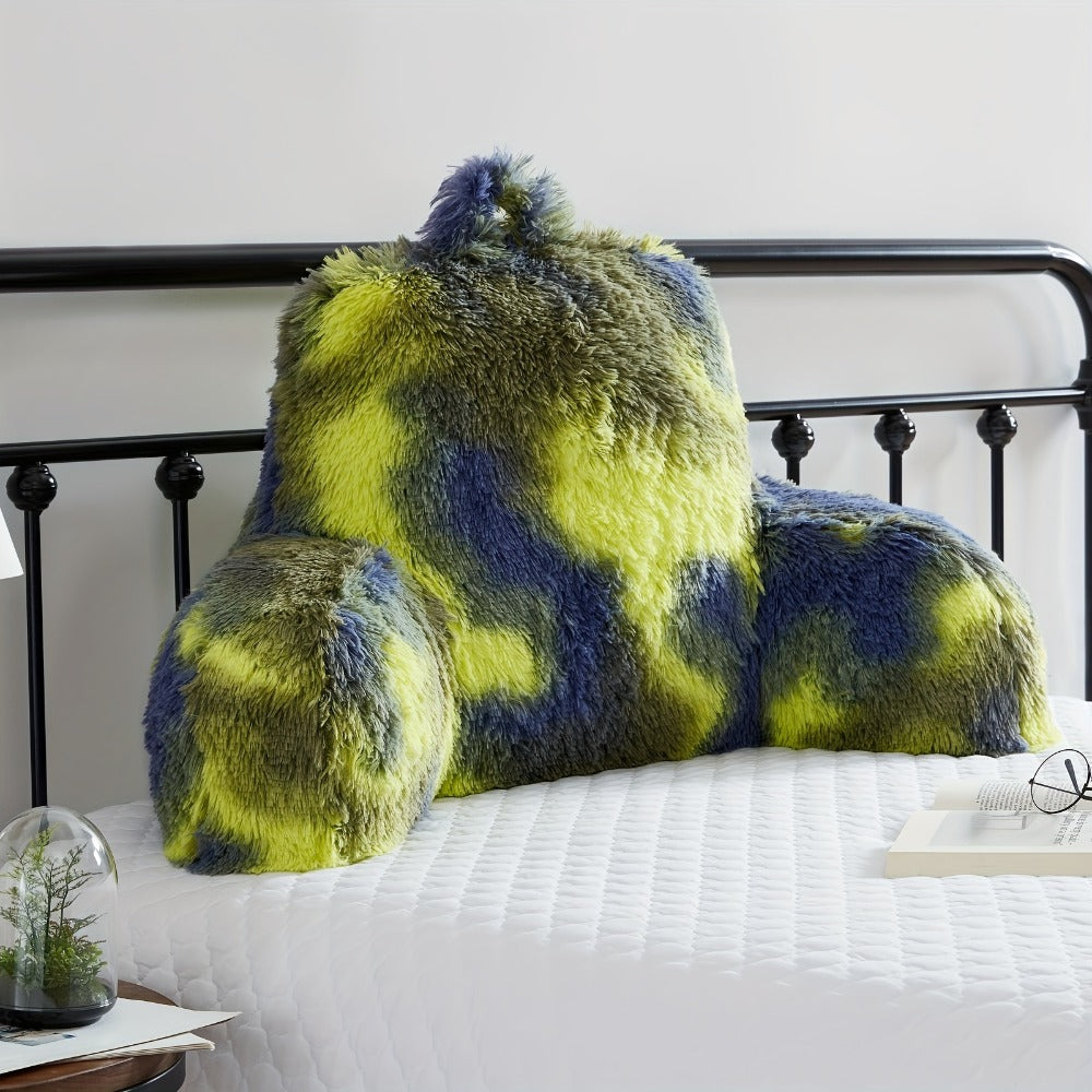Reading Pillow with Arms - Camo Tie-Dye Plush Backrest Pillow for Bed, Sit-Up Support for Reading