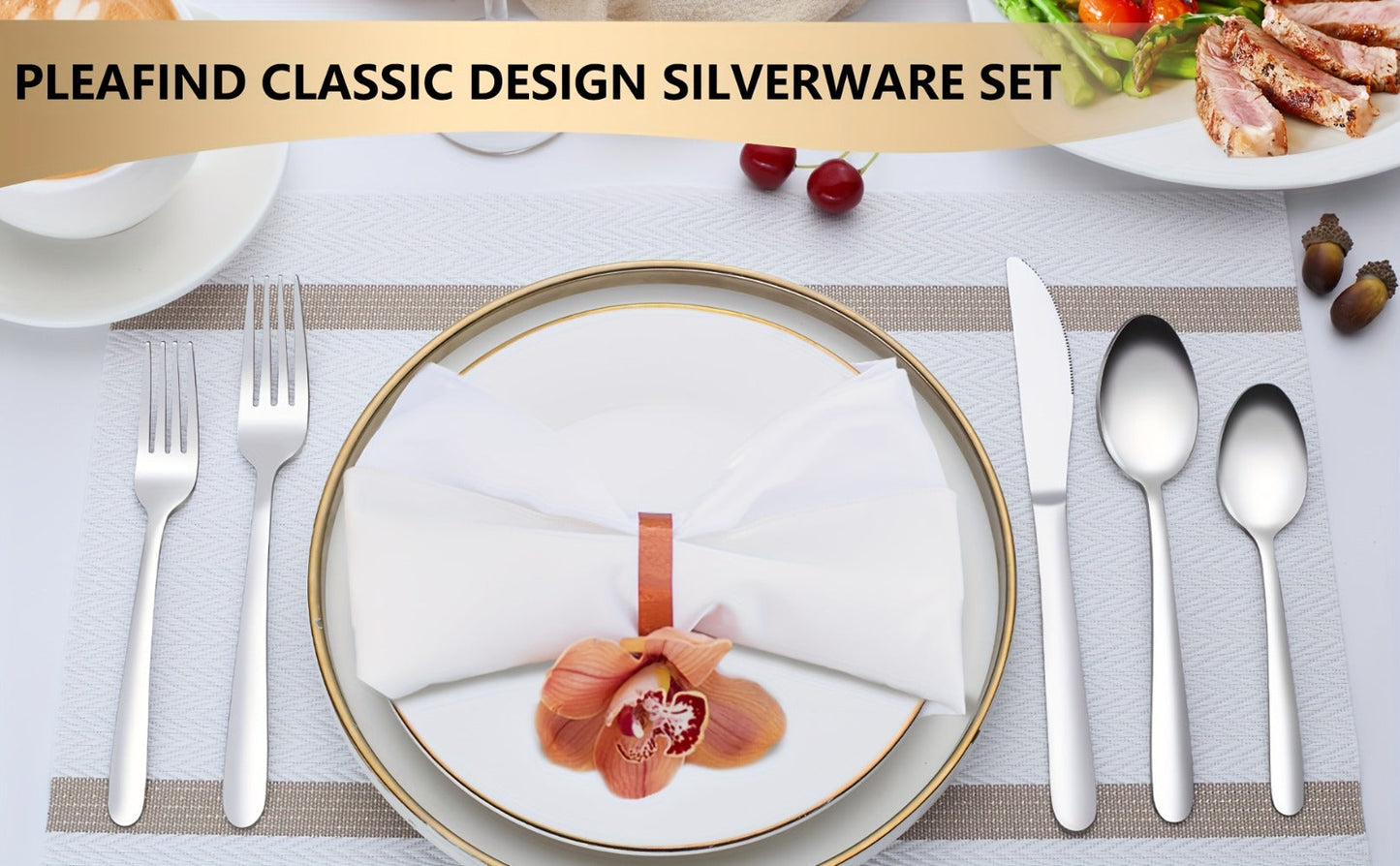 Stainless Steel Silverware Set 60 or 90 Piece with Gift Box – Service for 12 or 18, Includes Steak Knives, Salad Forks & Dessert Spoons, Dishwasher Safe Cutlery for Home, Wedding & Outdoor