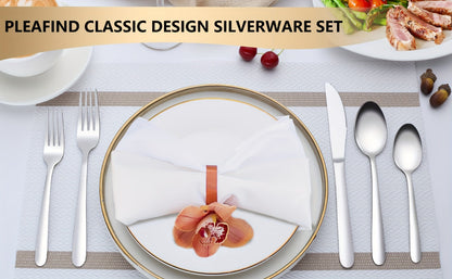 Stainless Steel Silverware Set 60 or 90 Piece with Gift Box – Service for 12 or 18, Includes Steak Knives, Salad Forks & Dessert Spoons, Dishwasher Safe Cutlery for Home, Wedding & Outdoor