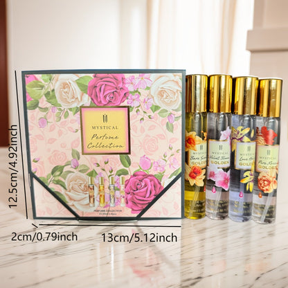 Perfume Gift Set with Four 20ml Floral or Fruity Travel Sprays in Pink or Botanical Gift Boxes