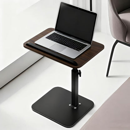 Floor Laptop Tray Table with 360-Degree Swivel Top, Adjustable Support Rod and Walnut or Black Options