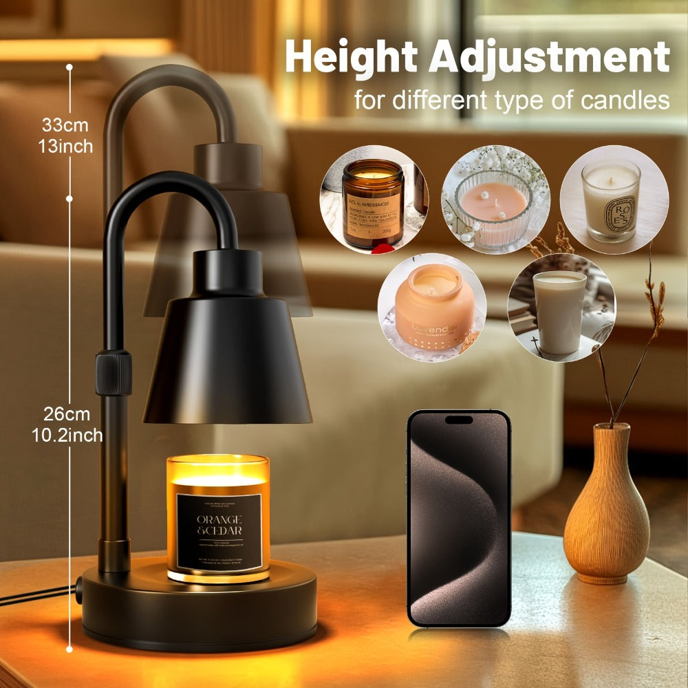 Candle Warmer Lamp 2 Pack with Timer & Dimmer, Electric Wax Warmer for Jar Candles, Adjustable Height 10.4-14.4"