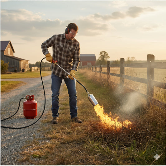 Weed Burner Torch Propane with 10ft Hose & Turbine Trigger, High-Output Flame Weeder with 1lb Cylinder Converter for Garden Weeding, Ice & Snow Melting, Wood Burning, Outdoor Use – Gas Tank Not Included