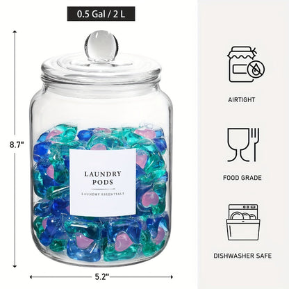 Wide-Mouth Glass Storage Canisters with Lids, Labels and Spoons in Five Pack Configurations