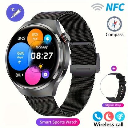 Smart Watch 360x360 Round Display with GPS, NFC, Wireless Calling and Five Strap Options for Men