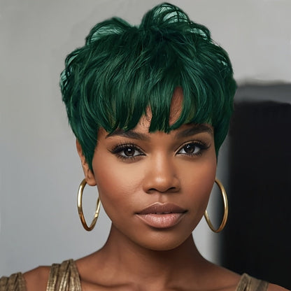 Synthetic Wig 4-Inch Wavy Bob with Bangs in Six Coded Natural and Fashion Colors for Costume Styling
