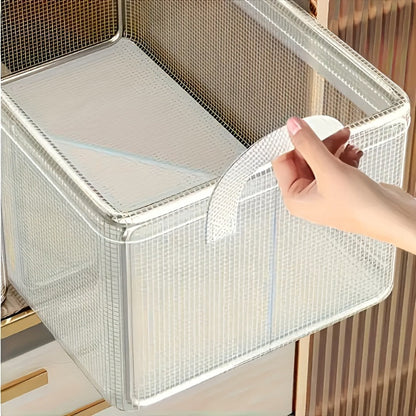 Six-Piece Foldable Clear Storage Box Set with Steel Frame, Handles and 47 x 30 x 20 cm Size