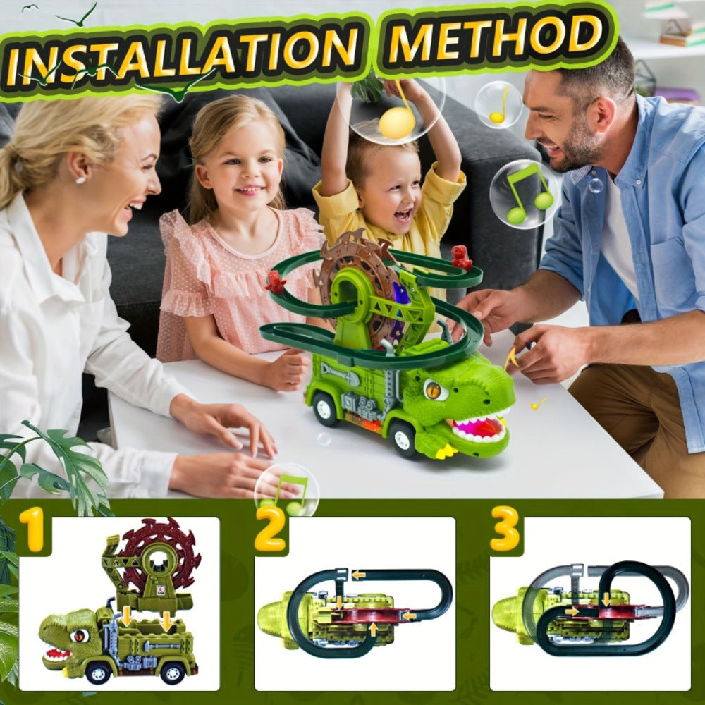 Toddler Dinosaur Track Set Orbital Triceratops Electric Stair Slide Roller Coaster Toy with Lights & Music | Sensory Learning Toy for Boys Ages 1 2 3 | Best Toddler Birthday Christmas Gift