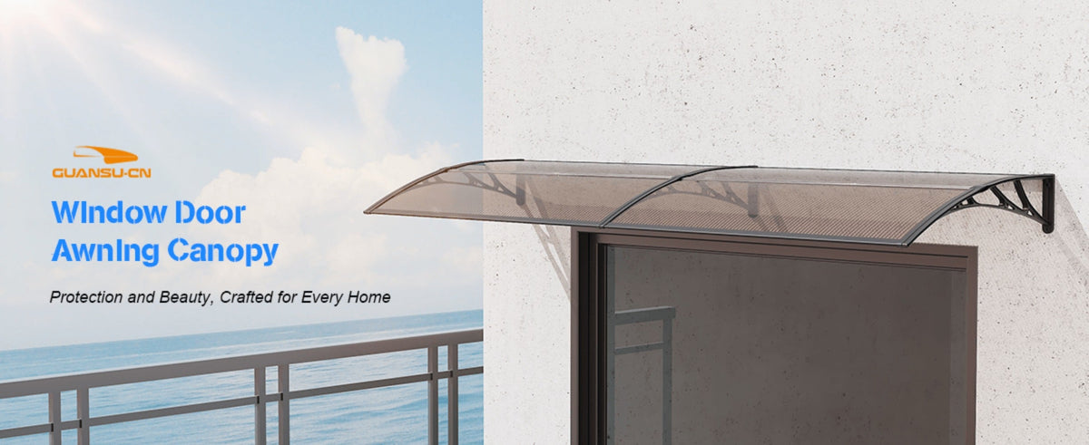 Window Awning Door Canopy Polycarbonate Overhang, UPF 50+ UV & Rain Protection, Leak-Proof Hollow Sheet