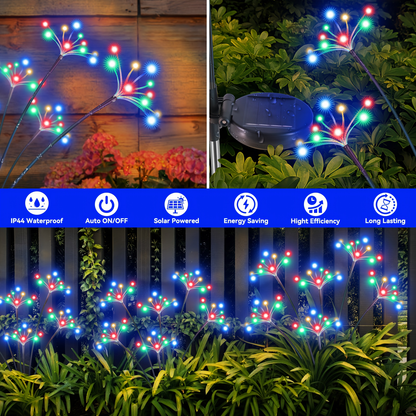 Solar Garden Lights Outdoor 4 Pack Twinkling Swaying Firework LED Stake Lights 2 Modes – Decorative Solar Path Lights for Yard Patio Flowerbed Camping Christmas Party Decor
