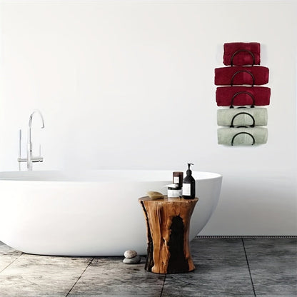 Wall Mounted Towel Rack with Hooks 6pcs Iron Hanging Rack Set Multi-Layer Wall Storage Organizer for Bathroom, Bedroom & Kitchen – Easy Install, Clothes & Towel Hanger