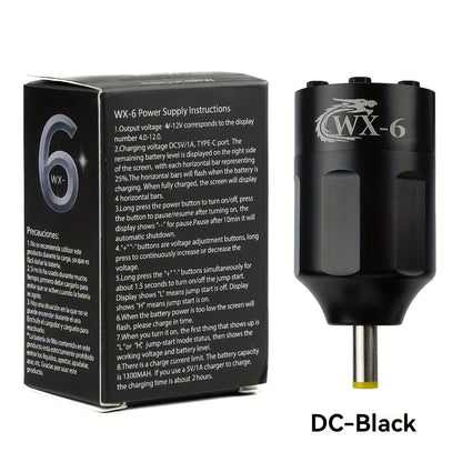 WX-6 Rechargeable Tattoo Power Supply with LED Display and Four RCA or DC Color Configurations