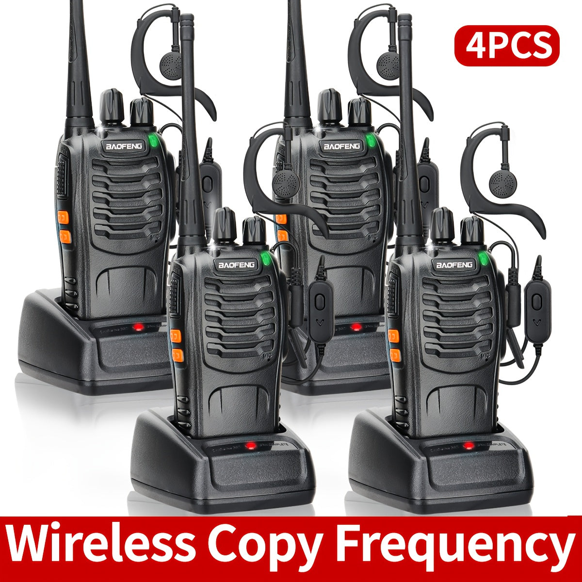 Baofeng Long Range Walkie Talkies for Adults with Earpieces 16 Channel Rechargeable Two Way Radio VOX Flashlight for Camping Hiking Skiing Cruise Family Adventure Available in 1 2 4 6 8 10 Pack