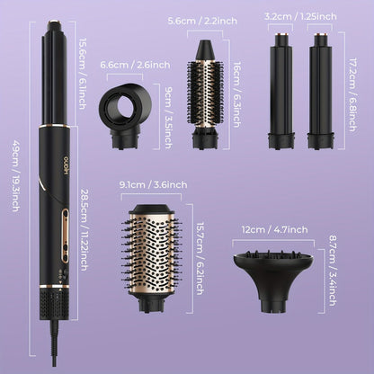 OUDIM 6-in-1 Hot Air Brush Hair Styling Tool with 110,000 RPM Motor, Foldable Handle and Storage Bag