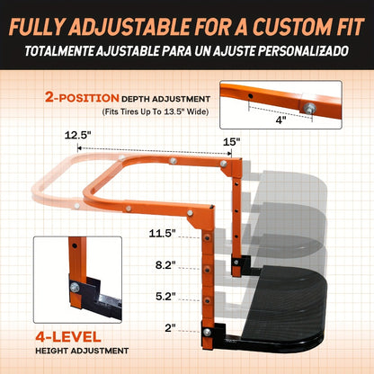 Tire Step Foldable Anti-Slip Thickened – 300 / 500 / 650 lb Capacity Adjustable Height for Truck SUV Trailer Maintenance, Fits Tires Up to 13.5" Wide, Portable