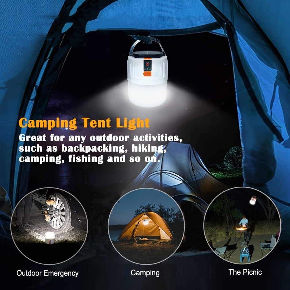Solar Camping Lantern Four-Pack with USB-C Charging, Three Lighting Modes, Power Display and Carry Handles