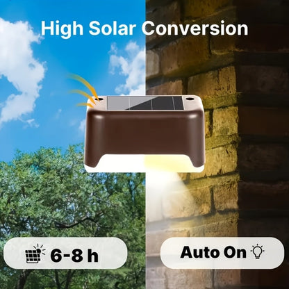 Solar Powered LED Deck Lights – Auto On/Off Outdoor Step Lights for Stairs, Fence, Pathway & Patio, 12-Hour Continuous Lighting, Weatherproof Solar Stair Lights for Garden, Yard & Commercial Use