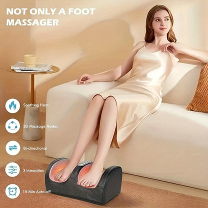Open Foot and Lower-Leg Massager with Bidirectional Rollers, 15-Minute Timer and Black or Red Finish