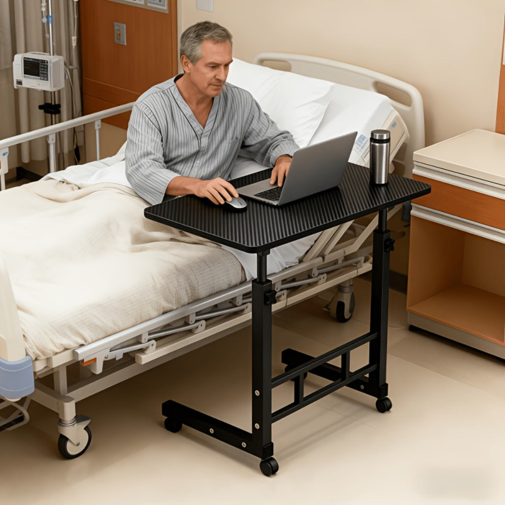 Adjustable Overbed Table with Rolling Frame and Eight Color Checkout Options from Retro to Deep Glacier