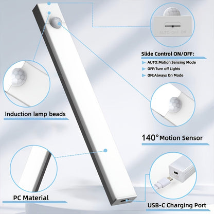 Night Light Motion Sensor LED Bar with USB Rechargeable 400mAh Battery, Three Brightness Levels and Six Size-Pack Options