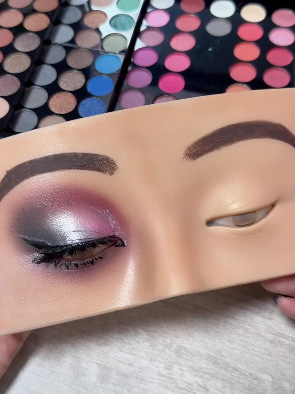 Makeup Kit 190-Color Fold-Out Face and Eye Palette with Center Mirror, 144 Eyeshadow Shades and Eight Brushes