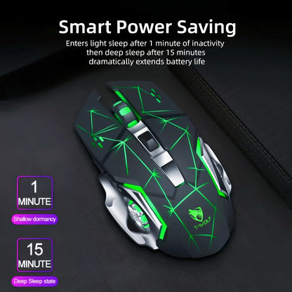 Wireless Gaming Mouse RGB Rechargeable T-WOLF 2.4GHz Ergonomic Large Mouse for PC Laptop Tablet Mac Chromebook Adjustable DPI Quiet Click Work Gaming Study Back to School Gift