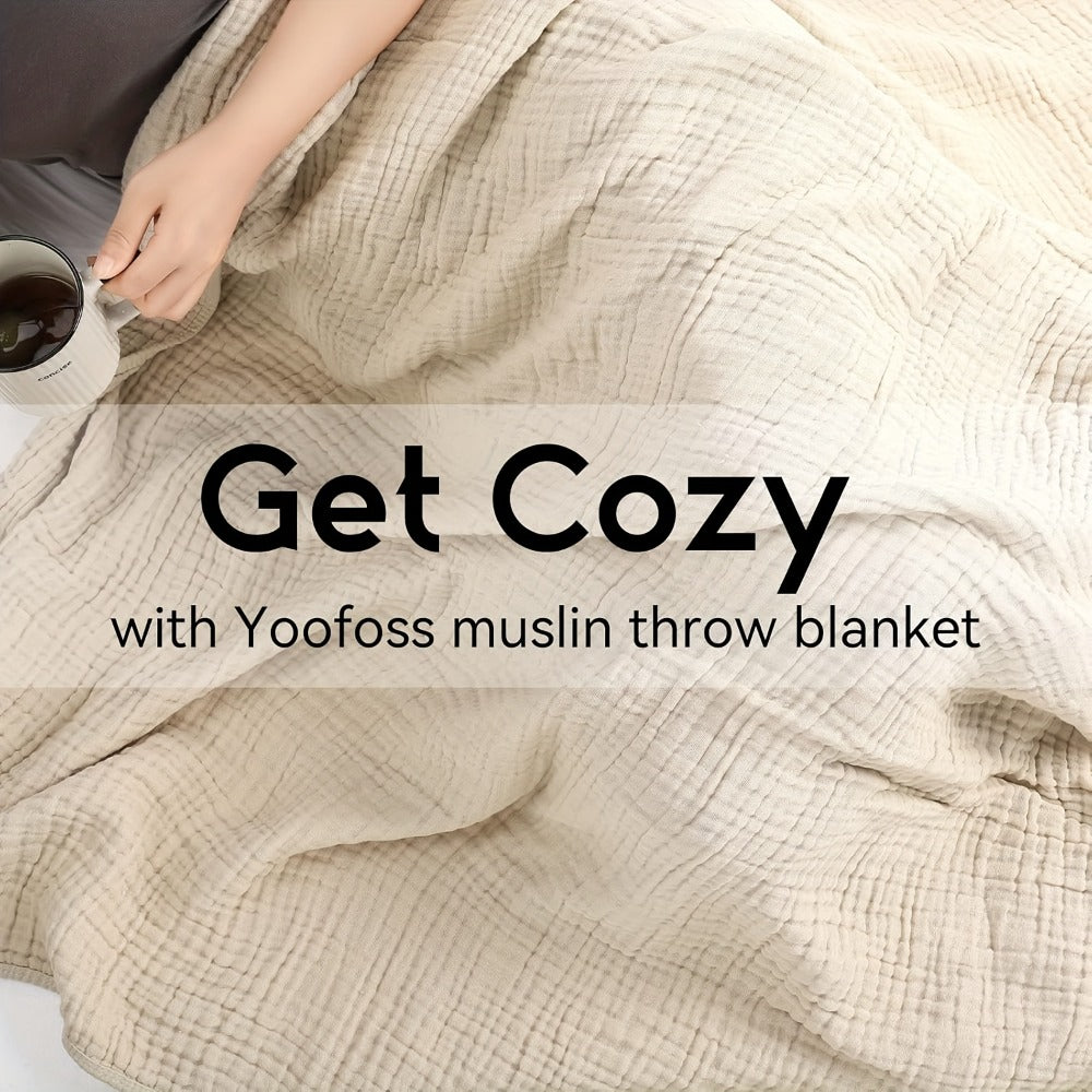 Morandi Cotton Muslin Blanket 6-Layer – Soft Gauze Throw for Couch & Bed, Lightweight Breathable All Season, Machine Washable, 6 Colors