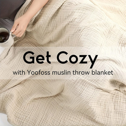 Morandi Cotton Muslin Blanket 6-Layer – Soft Gauze Throw for Couch & Bed, Lightweight Breathable All Season, Machine Washable, 6 Colors