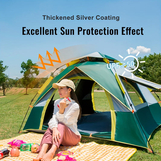 Camping Tent Automatic Pop-Up with Double Doors, Mesh Windows and Two Source-Listed Capacity Options