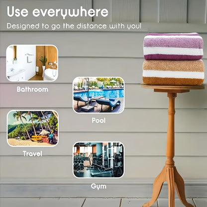 Coral Fleece Towel Set 9 or 15 Piece No Hair Loss 320GSM - Super Soft Absorbent Two-Color Striped | 2 Bath 2 Face 5 Hand Towels | Gray Brown Red Green Blue Mixed | Bathroom Beach Essentials