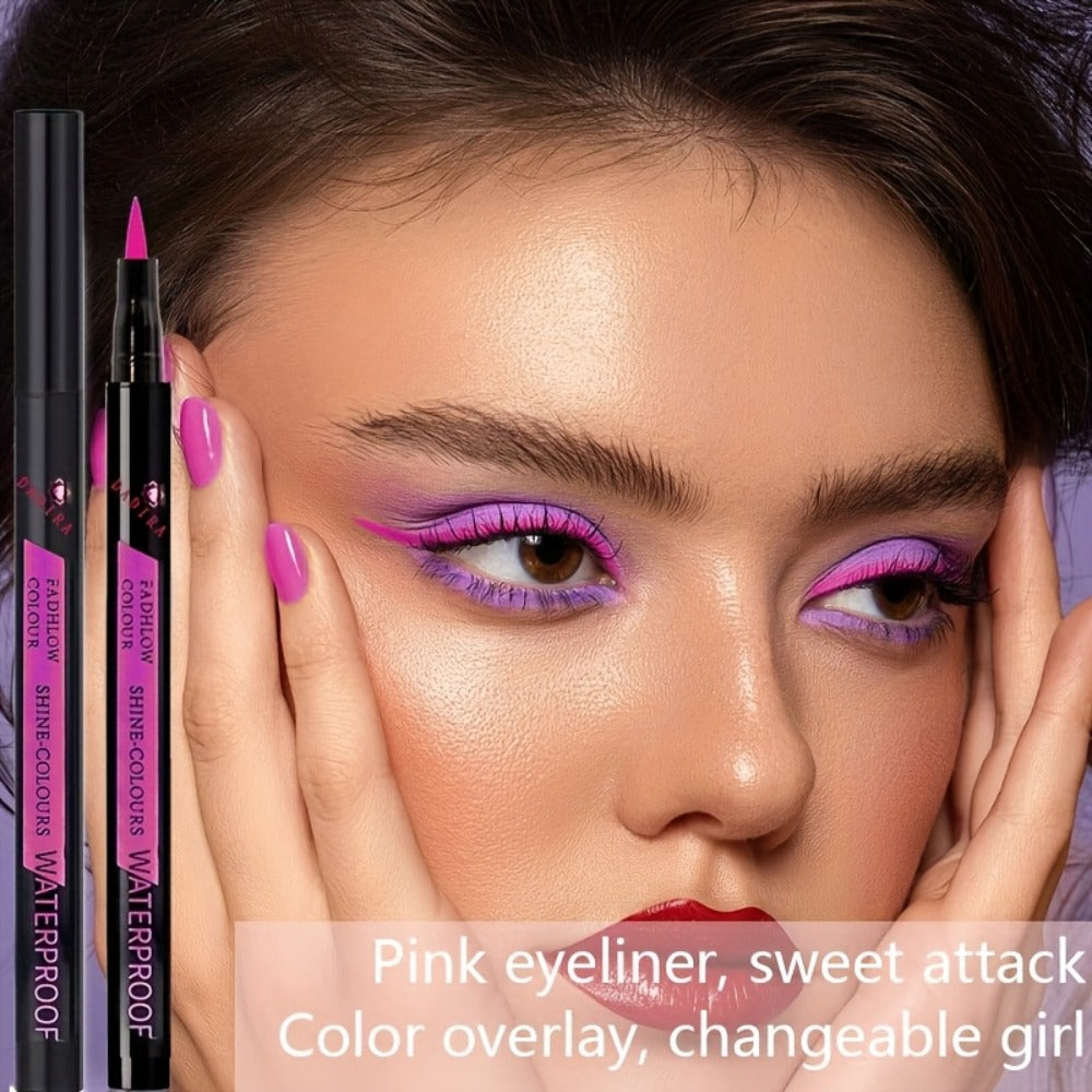 Fine-Tip Liquid Eyeliner Pen Set with Twelve Black and Bright Color Pens for Graphic Eye Looks