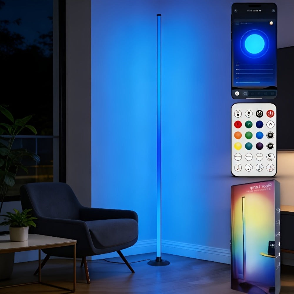 RGB Floor Lamp with Remote Control USB Powered | Color Changing LED Corner Lamp with Adjustable Brightness – Modern Space-Themed Ambient Light for Living Room & Bedroom