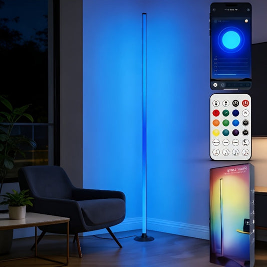 RGB Floor Lamp with Remote Control USB Powered | Color Changing LED Corner Lamp with Adjustable Brightness – Modern Space-Themed Ambient Light for Living Room & Bedroom