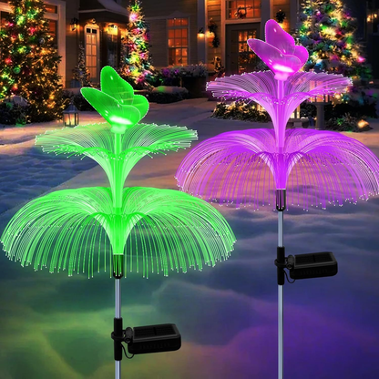 Solar Garden Lights Butterfly Jellyfish Stakes with Gradient Color Change in 2- or 4-Pack Sets